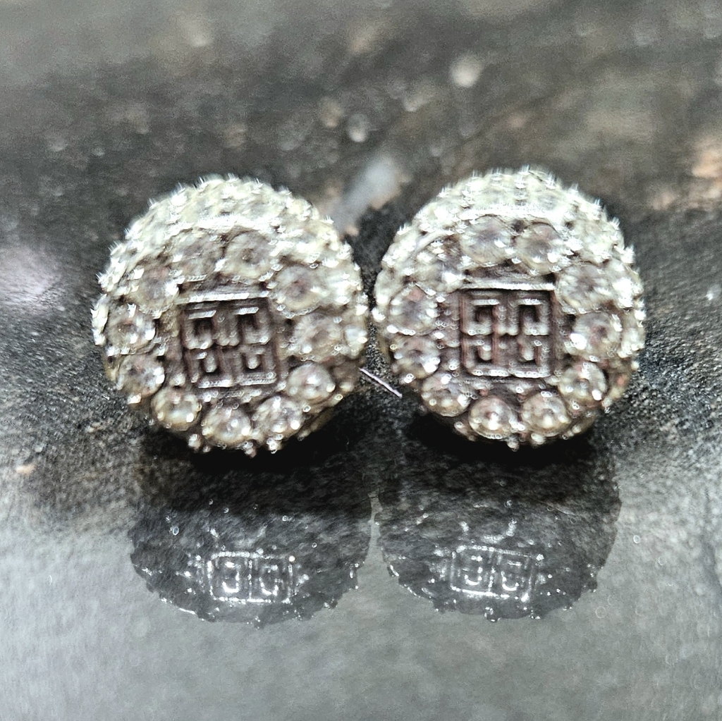 Rare Givenchy 4g Diamante Crystal Vintage Earrings Vguc Logo Stud Post Sparkle